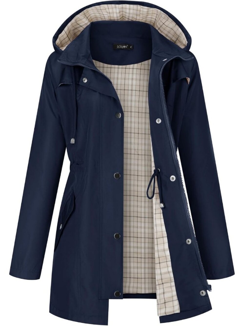 Lightweight Waterproof Hiking Raincoat for Women - Hooded Lined Jacket, Trench